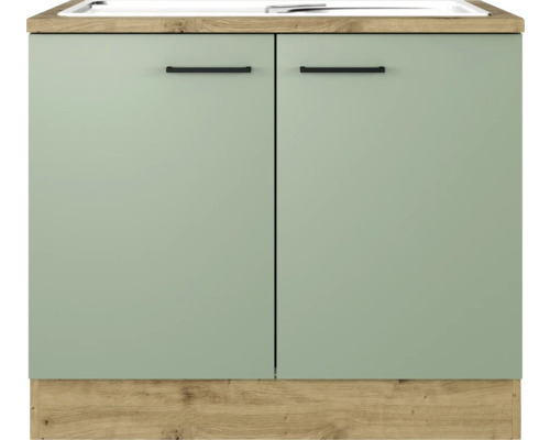 Skříňka pod umyvadlo se dvěma dvířky a černými úchyty