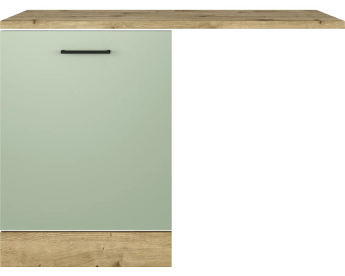 Kuchyňská skříňka s rukojetí a pracovní deskou s dřevěným dekorem