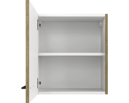 Otevřená bílá závěsná skříňka s jednou policí