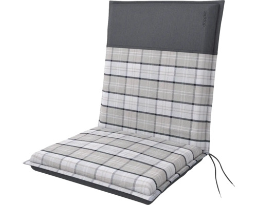 Polstr na židli a křeslo s nízkou opěrkou 100 x 48 x 6 cm Doppler CASA 4401 Podložka pro vysoké opěradlo s kostkovaným vzorem a logem Doppler