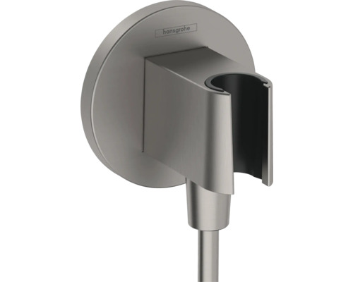 Stěnový přípoj s držákem sprchy hansgrohe FixFit S brushed black chrome 26888340 Držák sprchy Hansgrohe pro montáž na stěnu