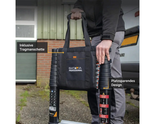 Teleskopický žebřík s taškou a prostorově úsporným designem