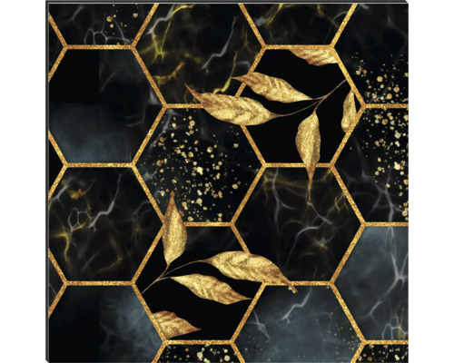 Dekorativní deska s motivem listů a šestiúhelníkovým designem