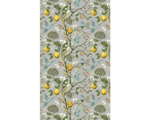 Textil s motivem citronů, kolibříků a květin