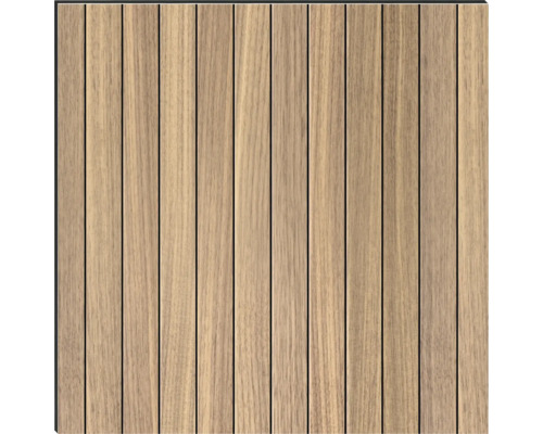 Čtvercová dřevěná dlaždice s lamelovou strukturou pro venkovní použití