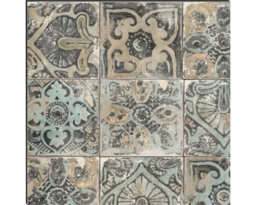 Devět dlaždic s různými květinovými vzory