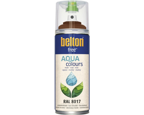 Barva ve spreji BELTON čokoládová hnědá 8017 matná 400 ml Belton Free Aqua barva ve spreji, odstín čokoládově hnědá, RAL 8017