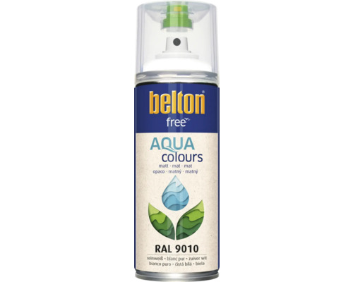 Barva ve spreji BELTON čistě bílá 9010 matná 400 ml Belton Free Aqua barevný sprej, čistě bílá RAL 9010