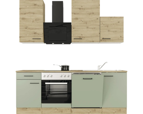 Kompletní kuchyně s horními a dolními skříňkami, odsavačem par, dřezem a elektrickými spotřebiči