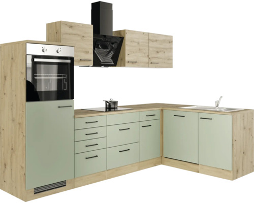 Kuchyňská linka s dřezem, varnou deskou, troubou a digestoří