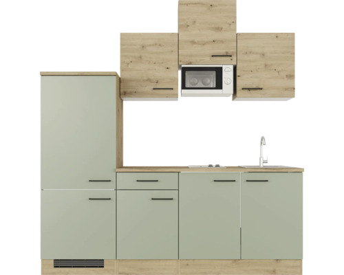 Kuchyňská linka se závěsnými skříňkami a mikrovlnnou troubou