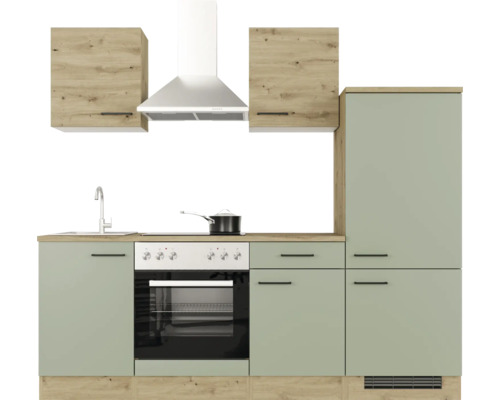 Kuchyňská linka s dřezem, varnou deskou, troubou, digestoří a skříňkami
