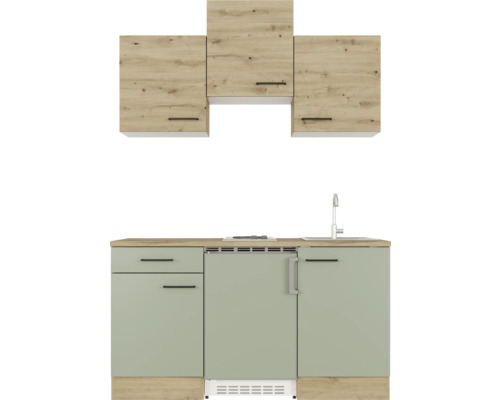 Kuchyňská linka se spodními skříňkami, dřezem, varnou deskou a závěsnými skříňkami v moderním designu