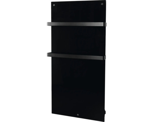 Infračervený topný panel Eurom Sani 1000 137x62x6,5 cm 1000 W černý s WiFi a dálkovým ovládáním Černý ohřívač ručníků se dvěma držáky na ručníky