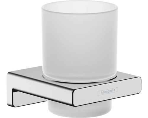 Kelímek na zubní kartáčky hansgrohe AddStoris 41749000 Logo společnosti Hansgrohe. Kelímek na zubní kartáčky s držákem pro montáž na stěnu.