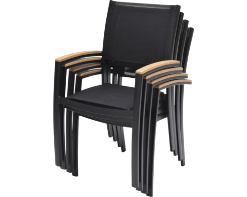 Stohovatelné zahradní židle s dřevěnými područkami