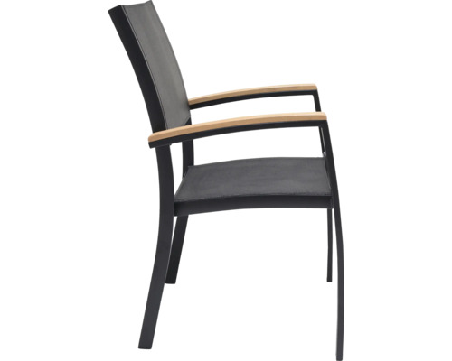 Zahradní židle s dřevěnými područkami a textilním sedákem