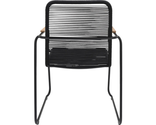 Zahradní křeslo se smykovou podnoží, područkami a lanovým výpletem