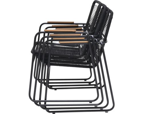 Stohovatelné židle s dřevěnými područkami a kovovým rámem