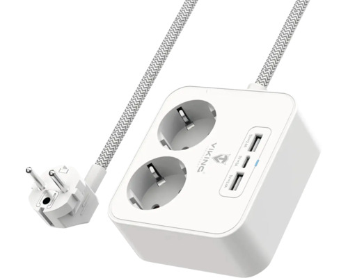 Prodlužovací kabel VIKING AC23 2x AC, 2s USB-A, 1x USB-C 1,5m bílý (výstup Schuko )