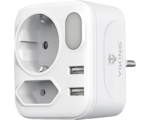 Adaptér do zásuvky se dvěma porty USB a jednou zásuvkou