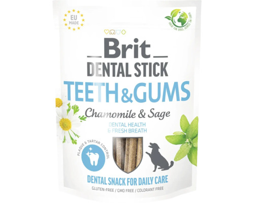 Pamlsek pro psy Brit Dental Stick Teeth & Gums 7 ks Brit Dental Sticks pro zuby a dásně, heřmánek a šalvěj