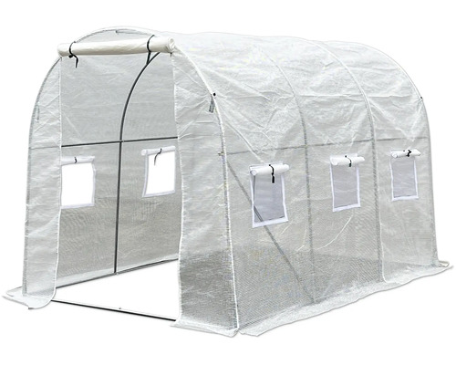 Skleník s fóliovým krytem a okenními otvory