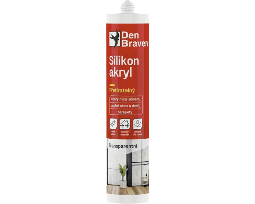 Silikon akrylový tmel DEN BRAVEN 280 ml transparentní Den Braven silikonový akryl transparentní