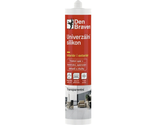 Univerzální silikon DEN BRAVEN 280 ml transparentní Den Braven Univerzální silikon, transparentní, pro vnitřní i venkovní použití