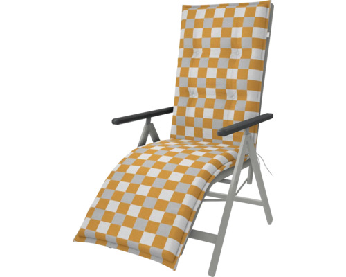 Zahradní lehátko s poduškou se šachovnicovým vzorem