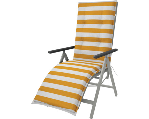 Zahradní lehátko s pruhovaným polstrováním