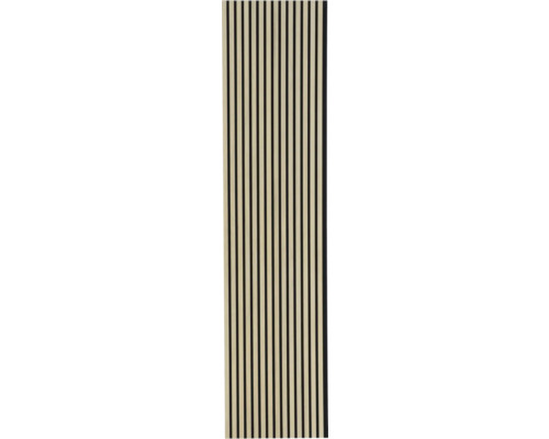 Akustický panel 19x572x2670 mm dub přírodní dýhovaný Akustický panel s vertikálními dřevěnými lamelami