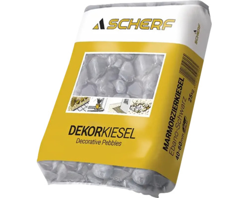 Štěrk mramorový 40–60 mm ebenově černý balení 25 kg Scherf okrasné oblázky mramorové oblázky Ebano-Schwarz 40-60 mm, 25 kg pytel
