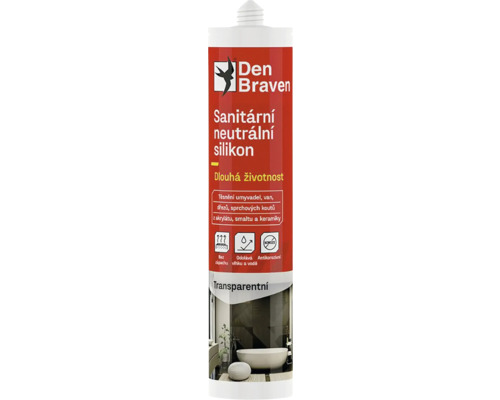 Sanitární silikon DEN BRAVEN neutrální 280 ml transparentní Den Braven Sanitární neutrální silikon, transparentní
