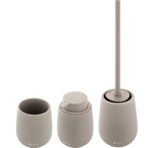 Keramická koupelnová sada s dávkovačem mýdla, držákem na zubní kartáčky a WC štětkou