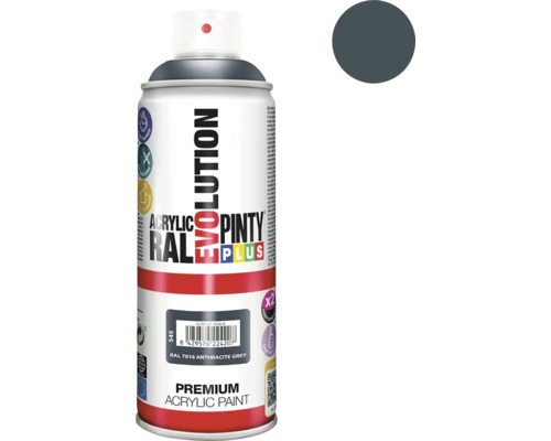 Barva ve spreji PINTYPLUS EVO 400ml MT153 metalický černý Akrylová barva ve spreji Evolution antracitově šedá RAL 7016
