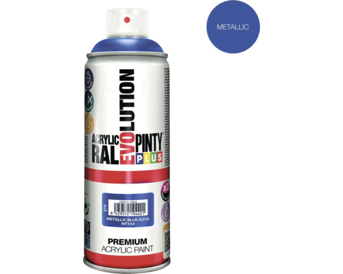 Barva ve spreji PINTYPLUS EVO 400ml MT154 metalický modrý Pinty Plus Evolution metalická modrá barva ve spreji