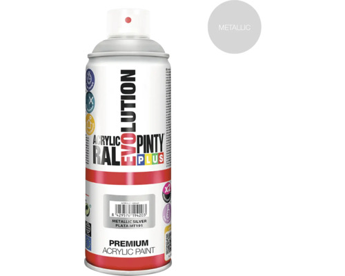 Barva ve spreji PINTYPLUS EVO 400ml MT191 metalický stříbrný Evolution Metallic Silver akrylová barva ve spreji