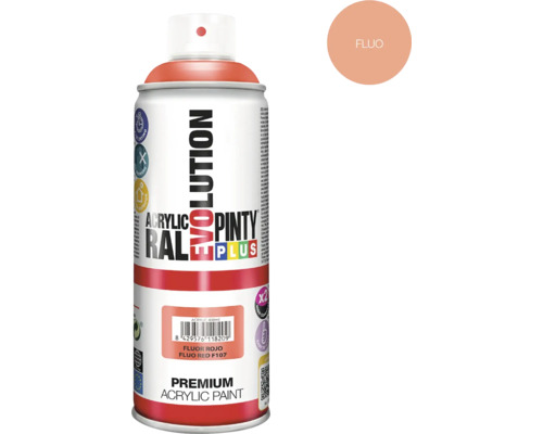 Barva ve spreji PINTYPLUS EVO 400ml F107 fluorescenční červený Sprej akrylová barva