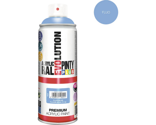 Barva ve spreji PINTYPLUS EVO 400ml F118 fluorescenční modrý Pinty Plus Evolution sprej, akrylová barva