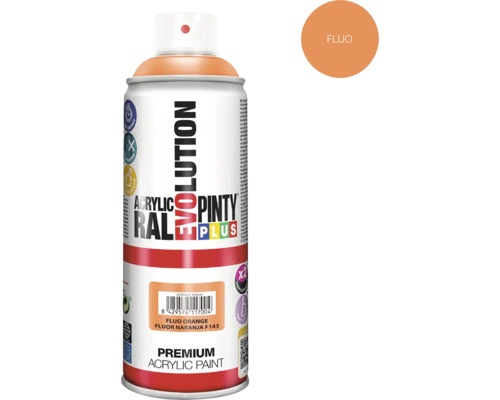 Barva ve spreji PINTYPLUS EVO 400ml F143 fluorescenční oranžový Sprej s fluorescenční barvou