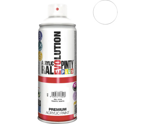 Barva ve spreji PINTYPLUS EVO 400ml RAL9016 dopravní bílá Pinty Plus Evolution sprej RAL 9016 dopravní bílá