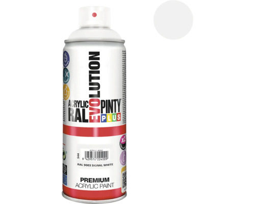 Barva ve spreji PINTYPLUS EVO 400ml RAL9003 signální bílá Sprej s akrylátovou barvou, odstín signální bílá, RAL 9003