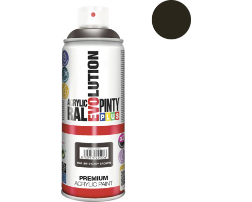Barva ve spreji PINTYPLUS EVO 400ml RAL8019 šedohnědá Sprej s akrylovou barvou, odstín šedohnědá RAL 8019