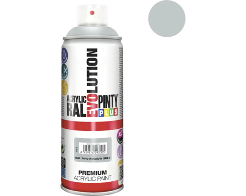 Barva ve spreji PINTYPLUS EVO 400ml RAL7040 okenní šedá Pinty Plus Evolution akrylová barva ve spreji okenní šedá RAL 7040