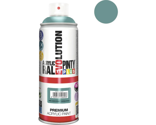 Barva ve spreji PINTYPLUS EVO 400ml RAL6033 tyrkysová máta Sprej s akrylovou barvou