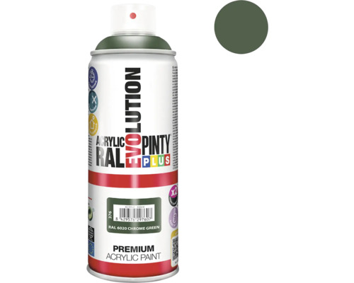 Barva ve spreji PINTYPLUS EVO 400ml RAL6020 chromová zelená Akrylový sprej Evolution, odstín RAL 6020 chromově zelená