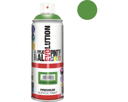 Barva ve spreji PINTYPLUS EVO 400ml RAL6010 trávově zelená Sprej s akrylovou barvou, odstín trávově zelená RAL 6010