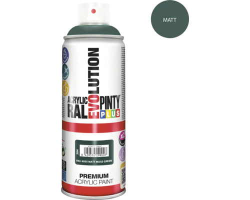 Barva ve spreji PINTYPLUS EVO 400ml RAL6005 mat mechová zelená Evolution Sprej RAL 6005 Matná mechově zelená