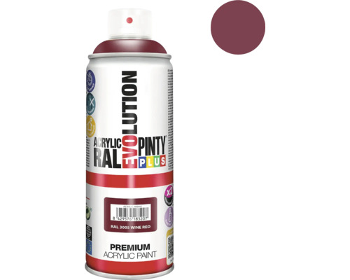 Barva ve spreji PINTYPLUS EVO 400ml RAL3005 vínově červená Sprejová barva vínově červená RAL 3005